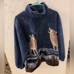 Wolf Print Fleece Jacket